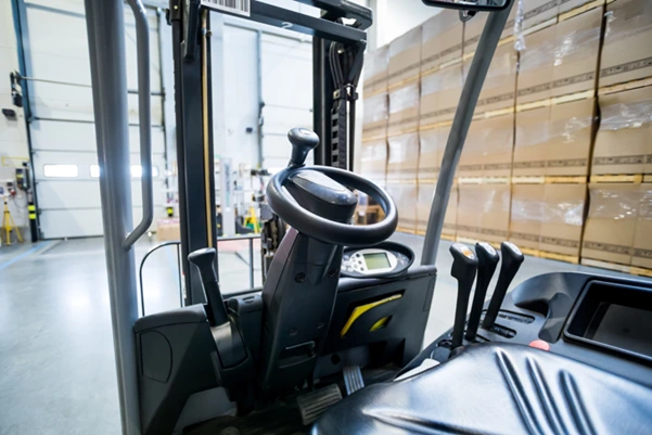 Inside a reach truck driving room Inside a reach truck driving room